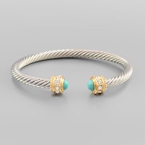 Cable Wire Edge Point Open Bracelet